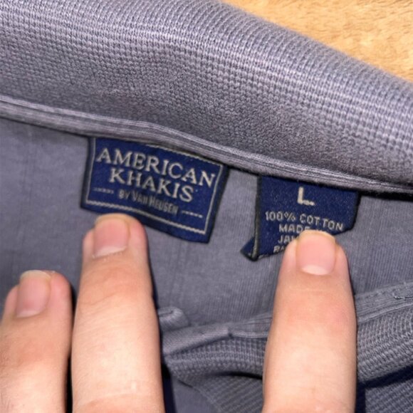 American Khakis by Van Heusen Men LG Gray 'Ruger' Embroidered Golf Polo Top (E) - Picture 4 of 7